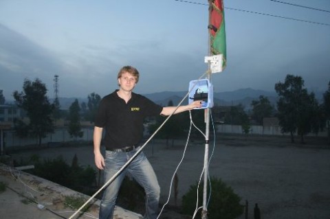 Mario Behling in Afghanistan setting up a Freifunk Network and LXDE computer systems